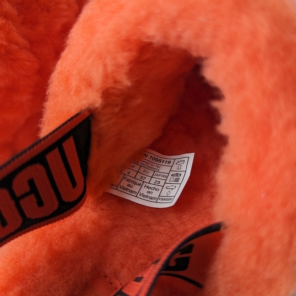 Ugg Fluff Yeah Slide Furry Fuzzy Slipper, Graphic Logo Elastic Strap Hazard sz 6 - Picture 8 of 10